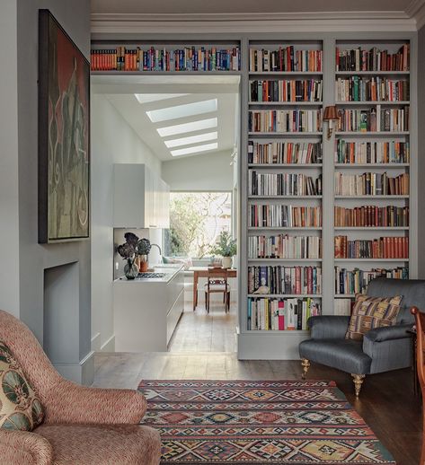 Anna Haines, Atelier Ellis, Entrance Walls, Kitchen Bookcase, Kitchen Entrance, Bookshelves In Living Room, Home Library Design, Victorian House, Rich Green