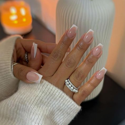 PRICES MAY VARY. 🌷【More Sizes Option & DIY】Cotain 30 pcs-15 sizes white french tip stick on nails short length.You can choose the most suitable nude nails french tip for yourself and add alil of your own flair to make them unique. 🌷【Made of High Quality Gel】KQueenest French manicure press on nails extra short is meticulously handmade by our team of experienced nail artists,which will last and stay on for 2 weeks if you want them to.Press on french tip nails white will not budged a bit and stil Gel French Nails, Medium Square Nails, Nails Short Medium, Glue On Nails Short, White Tip Acrylic Nails, Nails Short Coffin, Short French Tip Nails, Nails Press Ons, French Tip Press On Nails