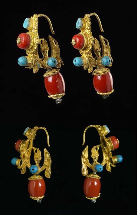 A low cost copy of a traditional east Tibetan woman's earring made in Yushu market (Sichuan). 2003 || Such jewellery is made in a matter of minutes using mass produced kaolin moulds made in Chengdu. The coral and turquoise used are synthetic. // ©Victoria and Albert Museum, London Tibetan Fashion, Tibetan Jewellery, Antique Turquoise Jewelry, Tibetan Earrings, Bridal Jewelry Sets Brides, Heartbeat Necklace, Antique Turquoise, Expensive Jewelry Luxury, Tibetan Jewelry