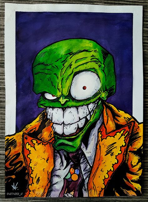 The Mask Cartoon, Arte Ganesha, Head Comic, Mask Drawing, Dope Cartoon Art, Masks Art, Dark Horse Comics, Amazing Spiderman, The Mask