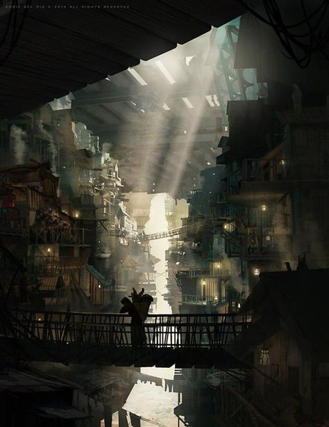 Bridges below Pixiv Fantasia, Concept Art World, Fantasy City, Post Apocalypse, Fantasy Places, Matte Painting, A Bridge, Environment Design, 판타지 아트