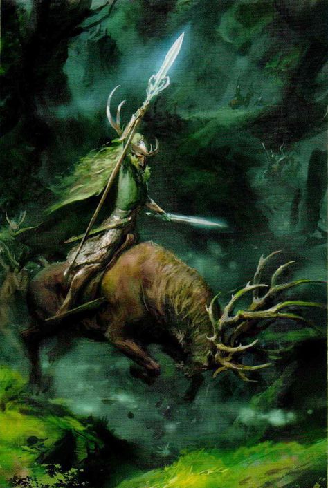 warhammer fantasy-Wild Rider of Kurnous-wood elf  artist unknown Orion Warhammer, Wood Elves Warhammer, Warhammer Wood Elves, Wood Elves, Wood Elf, Fantasy Battle, Age Of Sigmar, Warhammer Art, Fantasy Races