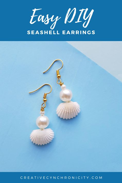 DIY Seashell Earrings - Creative Cynchronicity Shell Earrings Diy, Diy Seashell Jewelry, Seashell Jewelry Diy, Seashell Earrings, Jewelry Pliers, Seashell Jewelry, Create Diy, Beading Wire, Diy Crafts For Gifts