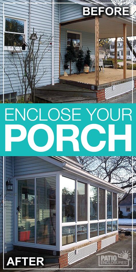 Enclosed Front Porch Ideas, Small Enclosed Porch, Glassed In Porches, Porch To Sunroom, Closed In Porch, Porch Enclosure, Enclosed Front Porches, Glass Porch, Ranch Farmhouse