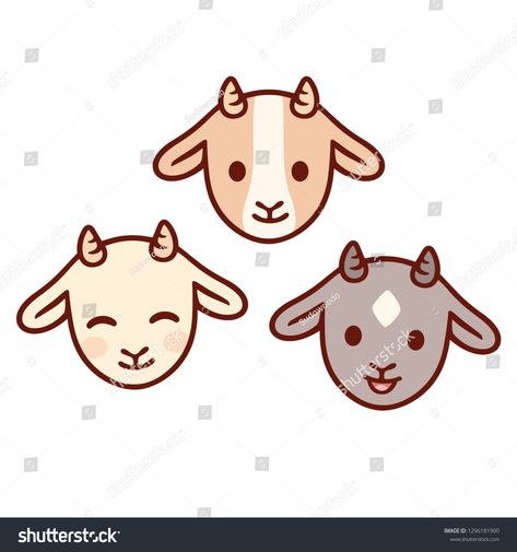 Cute cartoon baby goat face set. Kawaii kid goats with different expressions, isolated clip art illustration. #Ad , #ad, #face#set#Kawaii#goat Goat Face, Cute Goat, Different Expressions, Dibujo Simple, Baby Goat, Cute Goats, Animal Activities, Baby Goats, Cute Clipart