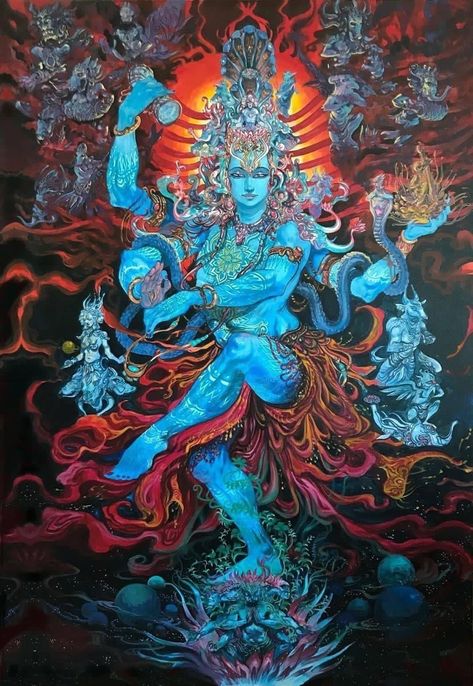 Shiva Illustration, Krsna Art, Abhishek Singh, Arte Hippy, Mud Art, Art Krishna, Rudra Shiva, Dancing Shiva, Shiva Photos