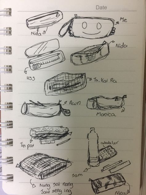 Pencil Case Drawing Ideas, Drawing Of Pencil, Pencil Case Drawing, Pencil Case Aesthetic, Simple Pencil Case, Case Drawing, Pencil Case Design, Cool Pencil Cases, Friends School