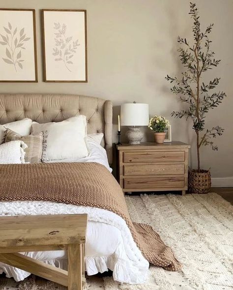 Classy Rooms, Western Bedroom Decor, Bedroom Decor Cozy, Neutral Bedroom, Apartment Decor Inspiration, Farmhouse Bedroom, Master Bedrooms Decor, Décor Diy, Cozy Room