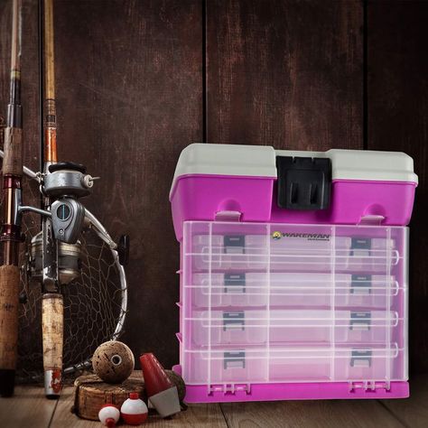 Storage Tool Box-Durable Organizer Utility Box-4 Drawers, 19 Compartments Each for Camping Supplies and Fishing Tackle by Wakeman Outdoors (Pink) Outdoor Gear Organization, Workbench With Drawers, Slatwall Accessories, Small Parts Organizer, Sports Storage, Fishing Storage, Fishing Tackle Storage, Compartment Organizer, Tool Box Organization