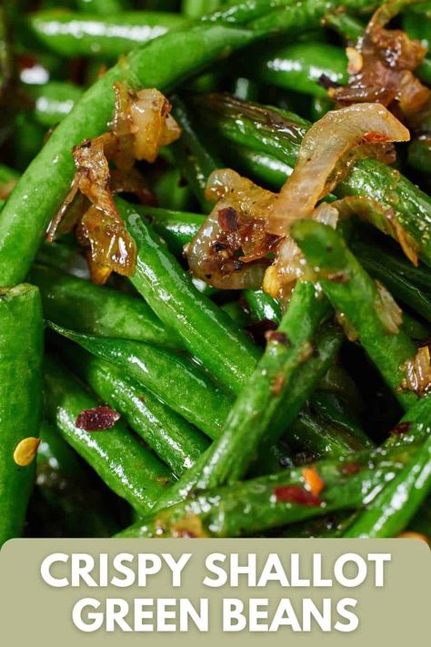 You only need a few simple ingredients to make this Crispy Shallot Green Beans recipe. After taking your first bite, you will fall in love with this delicious green bean recipe. It’s the easiest side dish that goes great with any meal. Best Sauteed Green Beans, Green Bean Recipes Fresh, Sting Beans Recipes, Green Beans Sauteed, Shallots Recipe, Easy Fresh Green Bean Recipes, Healthy Green Bean Recipes, Best Green Bean Recipe, Green Bean And Shallots Recipes