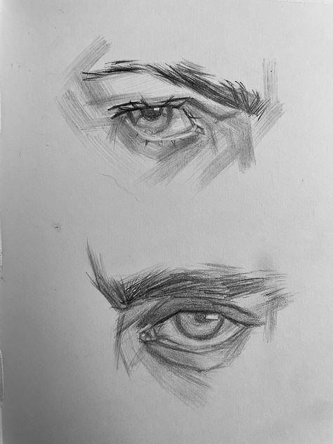 Eyes And Nose Sketch, Realism Art Practice, How To Practice Realism, How Draw Realistic Eyes, Eye Studies Drawing, Realism Practice Reference, Male Eyes Drawing Reference Realistic, How To Draw Men Lips, Eyes Drawing Reference Realistic