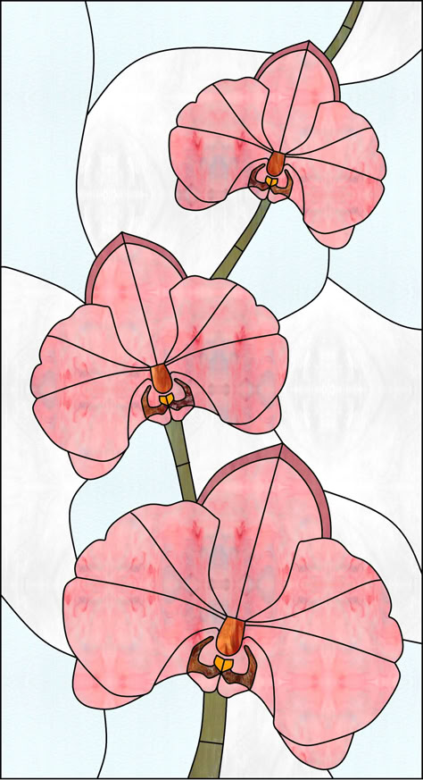 We used our Color tool on this Orchid design to plan out colors for a new project! Stained Glass Orchid, Orchid Pattern, Stained Glass Wood, Orchid Print, Orchid Design, Quilting Applique, Stained Glass Flowers, Glass Mosaics, Stained Glass Ideas