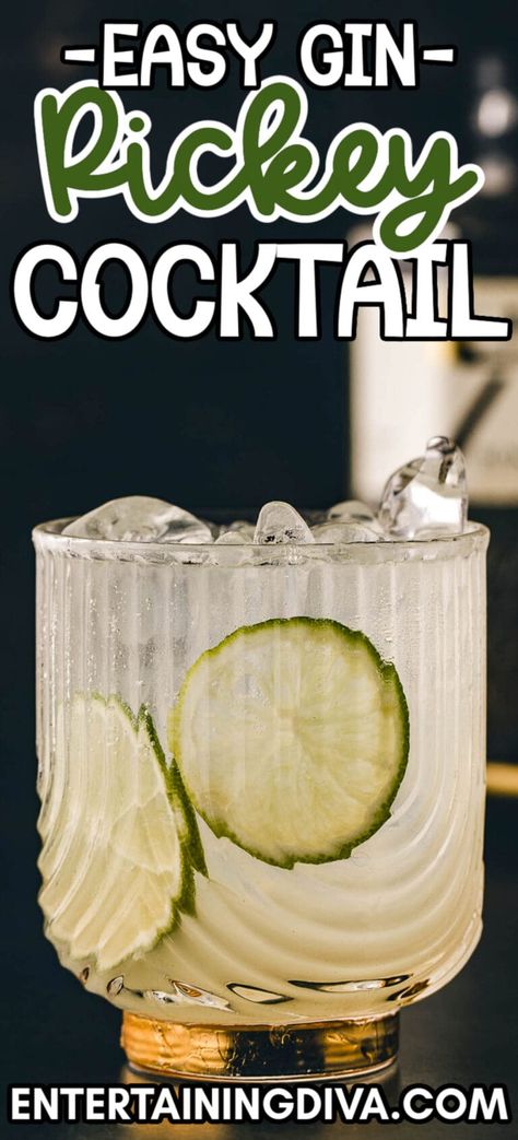 Gin Rickey Cocktail | Great Gatsby Party Gin Rickey Recipe For A Crowd, Hendricks Gin Cocktails, Gin Rickey Recipe, Top Gin, Easy Gin Cocktails, Best Gin, Gin Recipes, Classic Cocktail Recipes, Sweet Cocktails