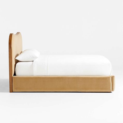 Caldwell Camel Brown Oak Wood Upholstered Storage King Bed by Jake Arnold + Reviews | Crate and Barrel Storage King Bed, Storage Queen Bed, Jake Arnold, Surf House, Crate Barrel, Vintage Silhouette, Upholstered Storage, King Bed, Upholstered Bed