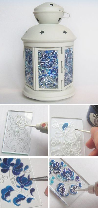 Stained Glass Lamp, زجاج ملون, Glass Painting Designs, Making Stained Glass, Stained Glass Paint, Stained Glass Diy, Faux Stained Glass, Jar Crafts, Stained Glass Art