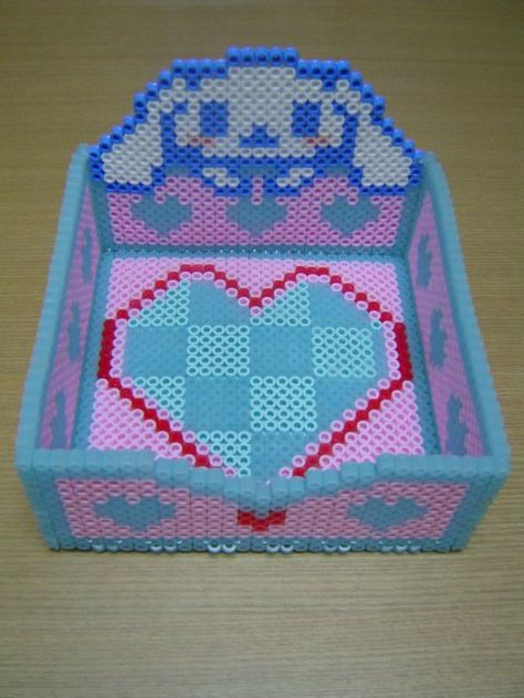 Perler Bead Jewelry Box Pattern, Perler Beads Box Pattern, Perler Bead Box Pattern, Pokemon Bead, Perler Creations, Pearl Beads Pattern, Perler Ideas, Easy Perler Beads Ideas, 3d Perler Bead