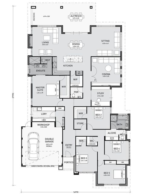 House Plans 2 Story, Single Storey House Plans, 5 Bedroom House Plans, Home Design Floor Plans, 5 Bedroom House, Family House Plans, House Blueprints, Bedroom House Plans, New House Plans