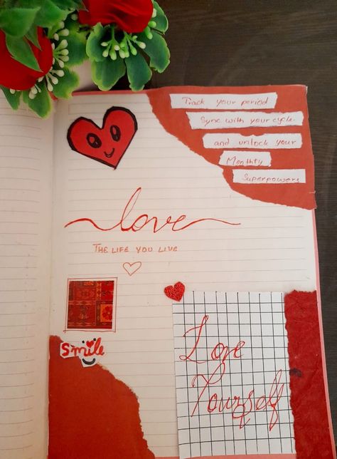 Red Journal Idea by Stuti Red Theme Journal Ideas, Red Aesthetic Journal, Red Journal Ideas, Red Theme Journal, Red Journal Aesthetic, Journal Book Design, Red Journal, Organization Notes, Medical Stickers