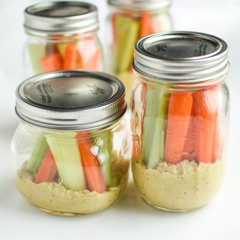 If you've got some mason jars around your house, prep any veggies you want and pair them with this hummus for a super simple and tasty on-the-go snack! Snack Prep: Veggie Sticks with Easy Pesto Hummus recipe and veggie ideas! #snackprep #mealprep #masonjars Mason Jar Snacks, Hummus Snack, Veggie Sticks, Pesto Hummus, Classic Hummus, Veggie Ideas, Snack Prep, Snack Jars, On The Go Snacks