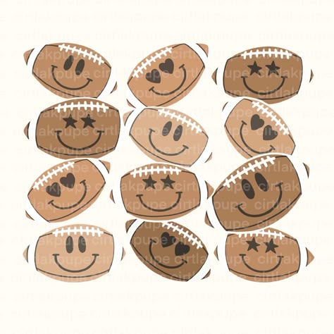 Cute Football Wallpaper, Football Asethic, Football Sublimation Shirts, Football Doodles, American Football Art, Football Game Clipart, Casual Football Season Sublimation Design, Football Mom Sublimation Designs, Faces Emoji