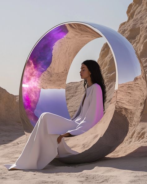 Stepping into another dimension 💫 Solarpunk Design, Futuristic Set Design, Futuristic Event, Dubai Frame, Mindfulness Art, Adaptive Design, Aura Healing, Virtual Studio, Warrior Within