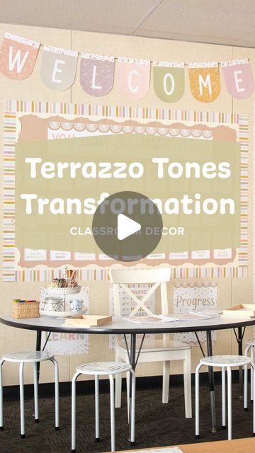 Teacher Created Resources on Instagram: "Terrazzo Tones Classroom Transformation ☁️🤎" Classroom Goals, Classroom Transformation, Teacher Created Resources, School Decorations, Classroom Decor, On Instagram, Instagram