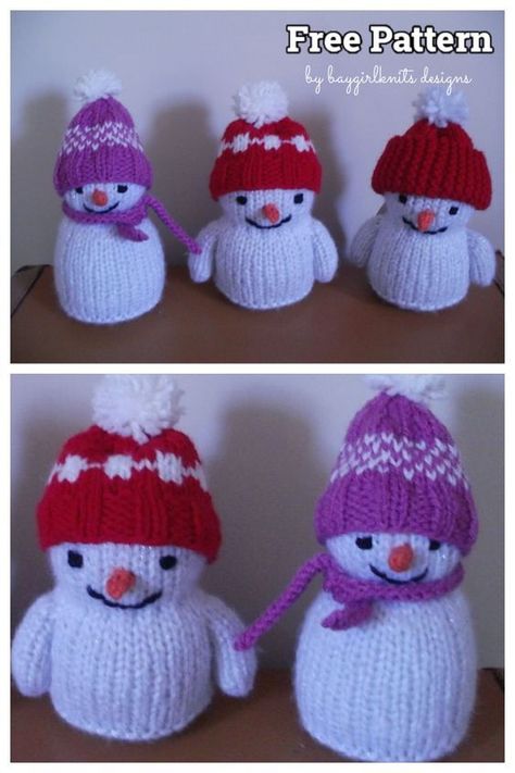 Christmas Knitting Patterns Free Snowman, Knitting Patterns Toys Free, Knitted Xmas Decorations Free Patterns, Free Xmas Knitting Patterns, Knitted Christmas Decorations Free Patterns, Knit Snowman Pattern Free, Knitted Snowman Pattern Free, Gnome Knitting Pattern Free, Knit Ornaments Patterns Free