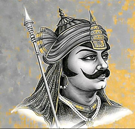 Maharana Pratap Drawing Sketch, Maharana Pratap Tattoo Design, Maharana Pratap Tattoo, Maharana Pratap Art, Shivaji Maharaj Tattoo, Vivekananda Wallpapers, Swami Vivekananda Wallpapers, Rana Pratap, Rajput Quotes