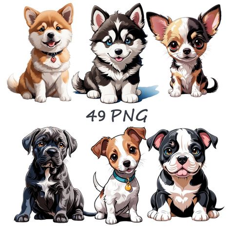 Woof-tastic Wonders: Clipart Dog Collection Drawings Of Puppies, Scrap Journaling, Animal Caricature, Puppy Portraits, Cartoon Crazy, Popular Dog Breeds, Cat Clipart, Cat Character, Mugs Stickers