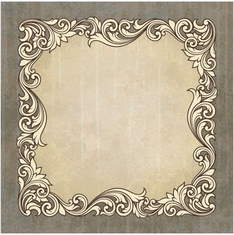 Vintage Border, Pewter Art, Design Invitation, Retro Ornaments, Metal Embossing, Vintage Borders, Border Frame, Grunge Background, Ornament Pattern