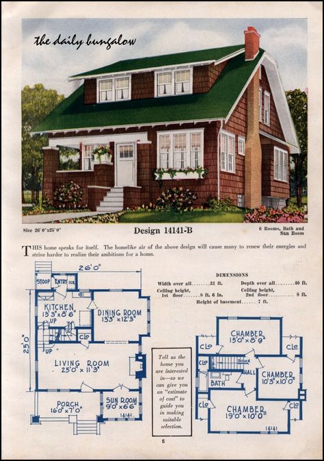 Vintage House Plans Bungalows, 1925 Bungalow, Farmhouse Blueprints, Vintage Floor Plans, Bungalow Cottage, Vintage House Plans, Sims House Plans, Craftsman Bungalows, The Porch