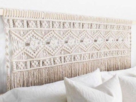 8 DIY Headboards That Are Easy And Quick To Make Macrame Headboard Diy, Macrame Bed Headboard, Macrame Above Bed, Macrame Over Bed, Macrame Bed, Diy Wood Headboard, Boho Headboard, Simple Headboard, Pillow Headboard