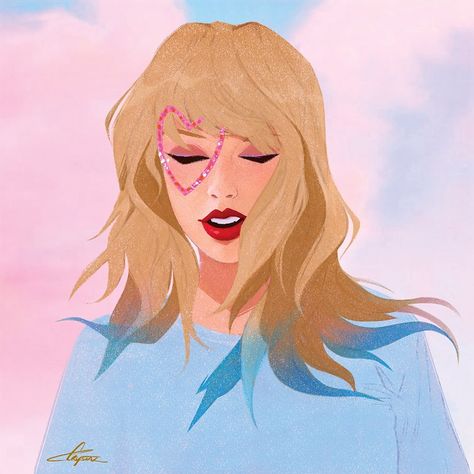 Crystal-Jade Vaughan 🇬🇧 sur Instagram : ‘LOVER’ Brand new piece revealed for the Art Collection! 🌸 . For sale December 31! The countdown continues! ;) . . #pastel #lover… Drawing Ideas, Taylor Swift, Swift, Blonde, Deviantart, Fan, Twitter, Hair, Pink