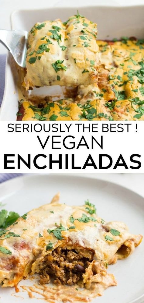 Perfecto Vegan Ideas for busy weeknight and days! | Vegan, Vegan Recipes, Vegan Dinner, Vegan Breakfast, Vegan Meal prep, Vegan Meals, Vegan Ideas, Vegan Recipes Easy, Vegan Recipes Dinner, Vegan Recipes Healthy Enchiladas Vegan, Plant Based Meat, Vegan Enchiladas, Vegan Mexican Recipes, Vegan Cheese Sauce, Resep Diet, Vegan Main Dishes, Vegan Cooking, Vegan Dinner Recipes