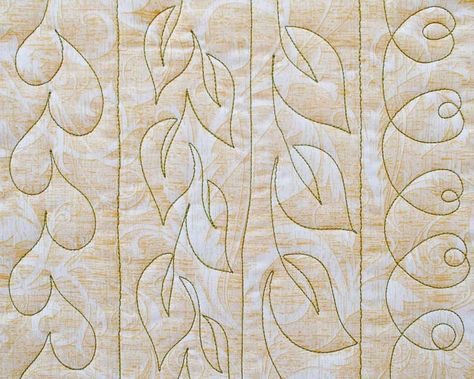 Free Motion Leaf Quilting Designs, Quilting Ideas For Borders, Quilting Patterns For Borders, Hand Quilted Borders Designs, Longarm Quilting Border Designs, Quilted Borders Ideas, Quilting Borders Ideas Easy, Border Quilting Ideas, Free Motion Quilting Patterns Templates Printable