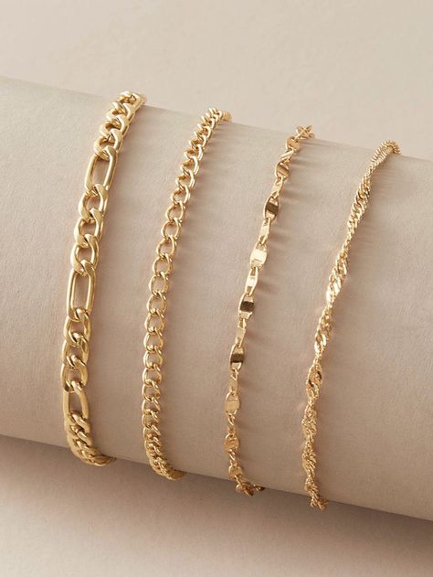 Yellow Gold Fashionable Collar  Zinc Alloy  Anklet Embellished   Jewelry خواتم خطوبة, قلادات متدلية, Ringe Gold, Gold Bracelet For Women, Gold Bracelets, Chain Fashion, Classy Jewelry, Jewelry Lookbook, Jewelry Photography