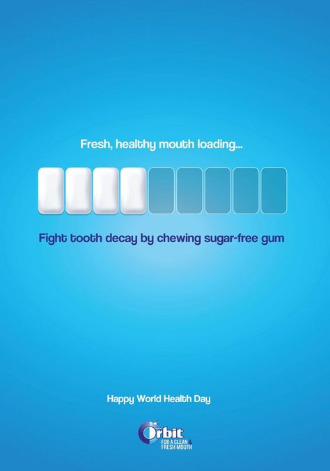 World Health Day Creative Ads, Health Advertising, Medicine Ads, Health Ads, Dental Advertising, Dental Social Media, Remedies For Tooth Ache, World Smile Day, Sugar Free Gum