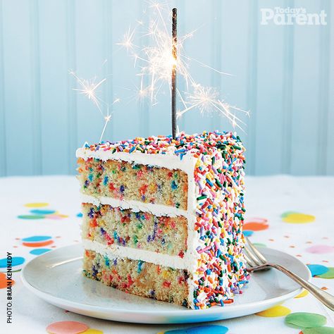 Sprinkles Birthday Cake, Birthday Cake Flavors, Slice Of Cake, Easy Birthday, Sprinkle Cake, Birthday Cake Recipe, Birthday Cake With Candles, Serious Eats, Piece Of Cake