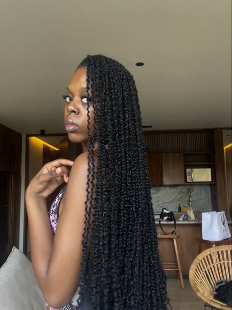 Passion Twists Hairstyle 30 Inch, Small Long Twist Braids, Small Spring Twists Long, Mini Twist Hairstyles Long, Small Bohemian Passion Twist, Feed In Passion Twist, Mini Passion Twists Color 30, Small Bohemian Twists, Braids For Holiday