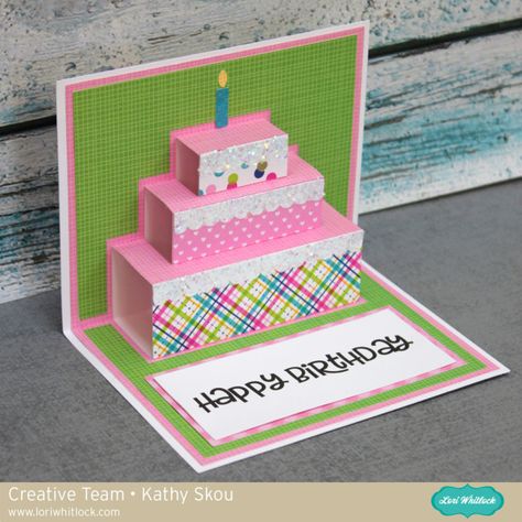 My Happy Place: Lori Whitlock: Birthday Cake Pop Up Card Up Birthday Cake, Cricut Birthday Cards, Lori Whitlock, Cricut Birthday, Without Warning, Birthday Cake Pops, Cool Birthday Cards, Birthday Cake Card, Birthday Card Craft