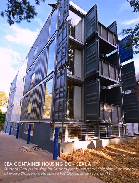 Multi-Family Shipping Container Housing | Travis Price Architects Shipping Container Apartment, Sunday Video, Shipping Container Buildings, Sea Container Homes, Shipping Container Architecture, Shipping Container Cabin, Sea Containers, Shipping Container Home Designs, Shipping Container House Plans