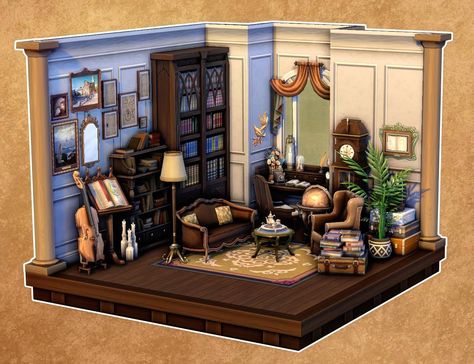 You can also find me on Instagram: milgemilge Study Room Dark, Sims 4 Vintage Living Room, Sims 4 Victorian House Interior, Dark Academia Dollhouse, Sims 4 Dark Academia Apartment, Dark Academia Rooms, Sims 4 Old House Interior, Sims 4 Dark Academia, Vampire Home Sims 4