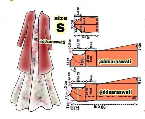 Pola Outer Panjang, Pola Abaya, Pola Kardigan, Outer Panjang, Outer Blazer, Pattern Drafting Bodice, Outer Pattern, Sewing Measurements, Easy Dress Sewing Patterns