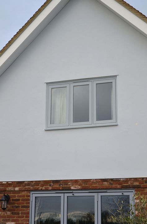 Grey Window Frames Exterior, Light Grey Window Frames, French Grey Windows, Light Grey Windows Exterior, Window Colours Ideas, Grey Windows Exterior, Light Grey Windows, Window Colours Ideas Exterior, Bungalow Windows