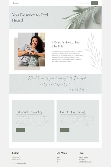 Therapist Website Design Inspiration, Therapist Website Design, Minimal Images, Therapist Branding, Therapy Website Design, Therapist Website, Therapy Website, Unique Web Design, Consulting Website