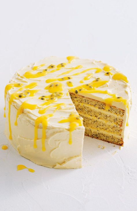 Passionfruit Cake, Passion Fruit Recipes, Italian Lemon Cake, Poppy Seed Cake Recipe, Thai Dinner, Passion Fruit Cake, Fruit Curd, Poppyseed Cake, Passionfruit Recipes