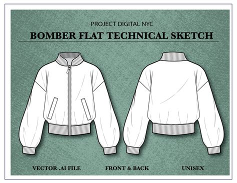 Varsity Jacket Flat Sketch, Jacket Template Design, Jacket Sketch Drawing, Jacket Flat Sketch, Jacket Sketch, Back Sketch, Technical Sketch, Jacket Drawing, Flat Drawings