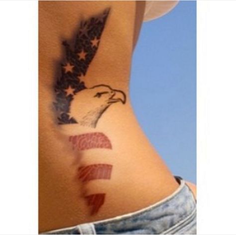 15 patriotic tattoos for the proud American – SheKnows Tattoos For Women Meaningful, Patriotic Tattoos, Waist Tattoos, Tattoo Back, Military Tattoos, American Flag Eagle, Flag Tattoo, Eagle Tattoos, Tattoos Skull