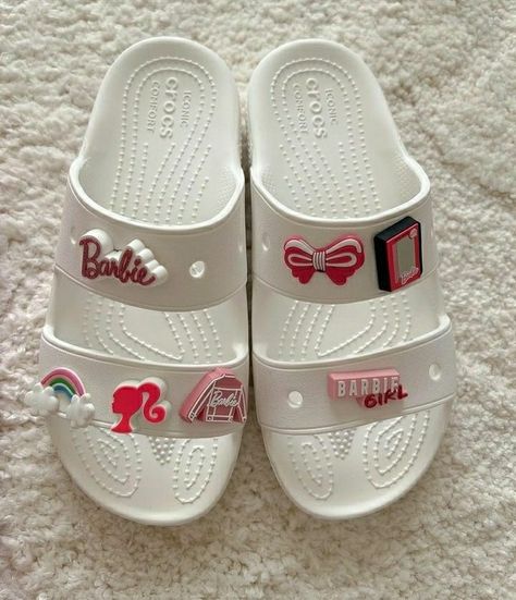 white ♡ barbie ♡ crocs ♡ aesthetic Barbie Crocs, Crocs Aesthetic, Pretty Shoes Sneakers, Dressed To Kill, Pretty Shoes, Shoes Sneakers, Sneakers, White