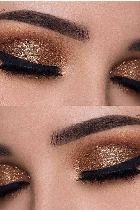 makeup makeup aesthetic makeup wallpaper makeup ideas makeup tutorial valentine day decor valentine day aesthetic woman fashion woman quotes makeup look natural makeup girl makeup vanity girl woman tattoo womans tattoos woman s fashion woman dresses woman outfit womans winter outfits woman s dresses Denitslava Makeup, Sparkle Eye Makeup, Golden Eye Makeup, Glitter Smokey Eye, Make Up Gold, Gold Eyeliner, New Year's Makeup, New Years Eve Makeup, Gold Eye Makeup